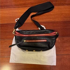 Hammitt Black and Red Leather Crossbody with gold hardware